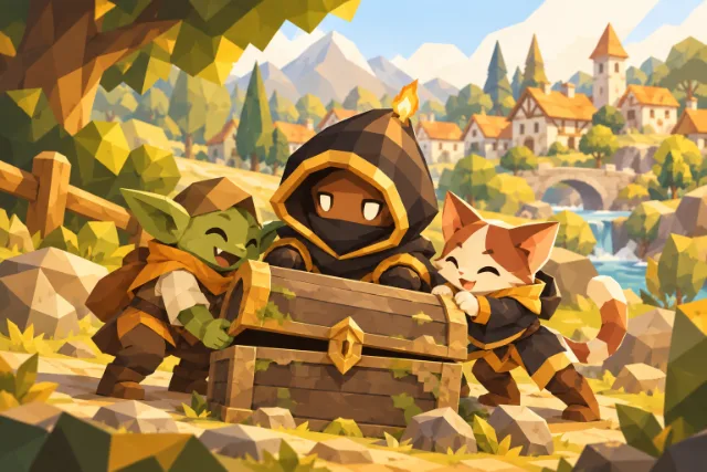 Concept art of a party of adventurers setting out on a quest together