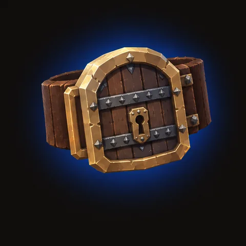 Concept of a brass buckle shaped like a small door